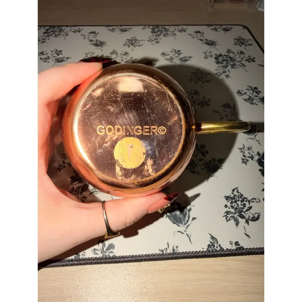 Godinger Monogram D Hammered Copper Moscow Mule Mug Brass Handle Barware